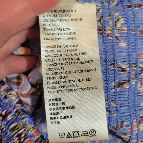 Free People (Women's Small) Santiago Floral Printed Long Sleeve Smocked Crop Top - Picture 7 of 8